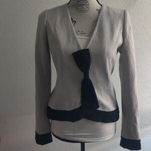 Elevenses/Anthropology Gray & black business casual wool-blend blazer/ Jacket_4